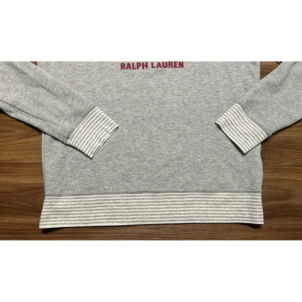 Polo Ralph Lauren Gray Waffle Knit Thermal Sleepwear Cotton Eagle Graphic Sz M